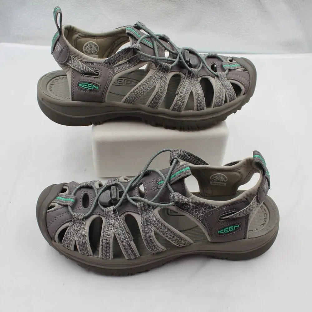 KEEN Whisper Sandals Womens 8.5 Waterproof Hiking Trails Shoes Medium Grey Teal